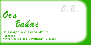 ors bakai business card